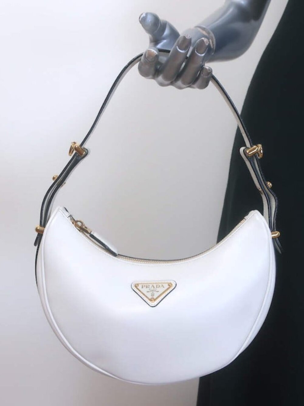 Prada Arque Small Shoulder Bag White Leather NEW